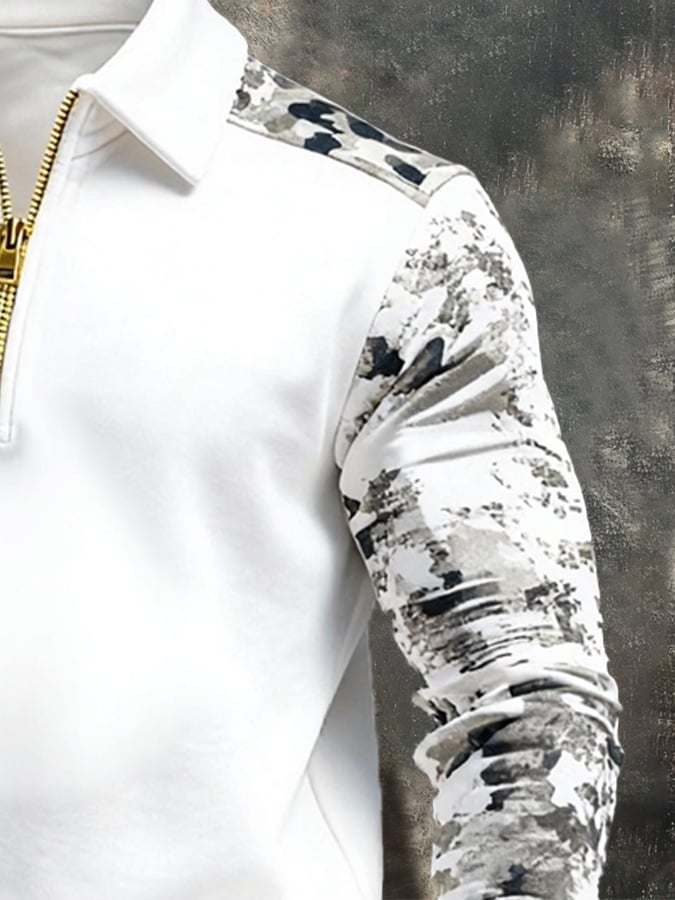Men's Vintage Color-Block Zip-Up Sweatshirt