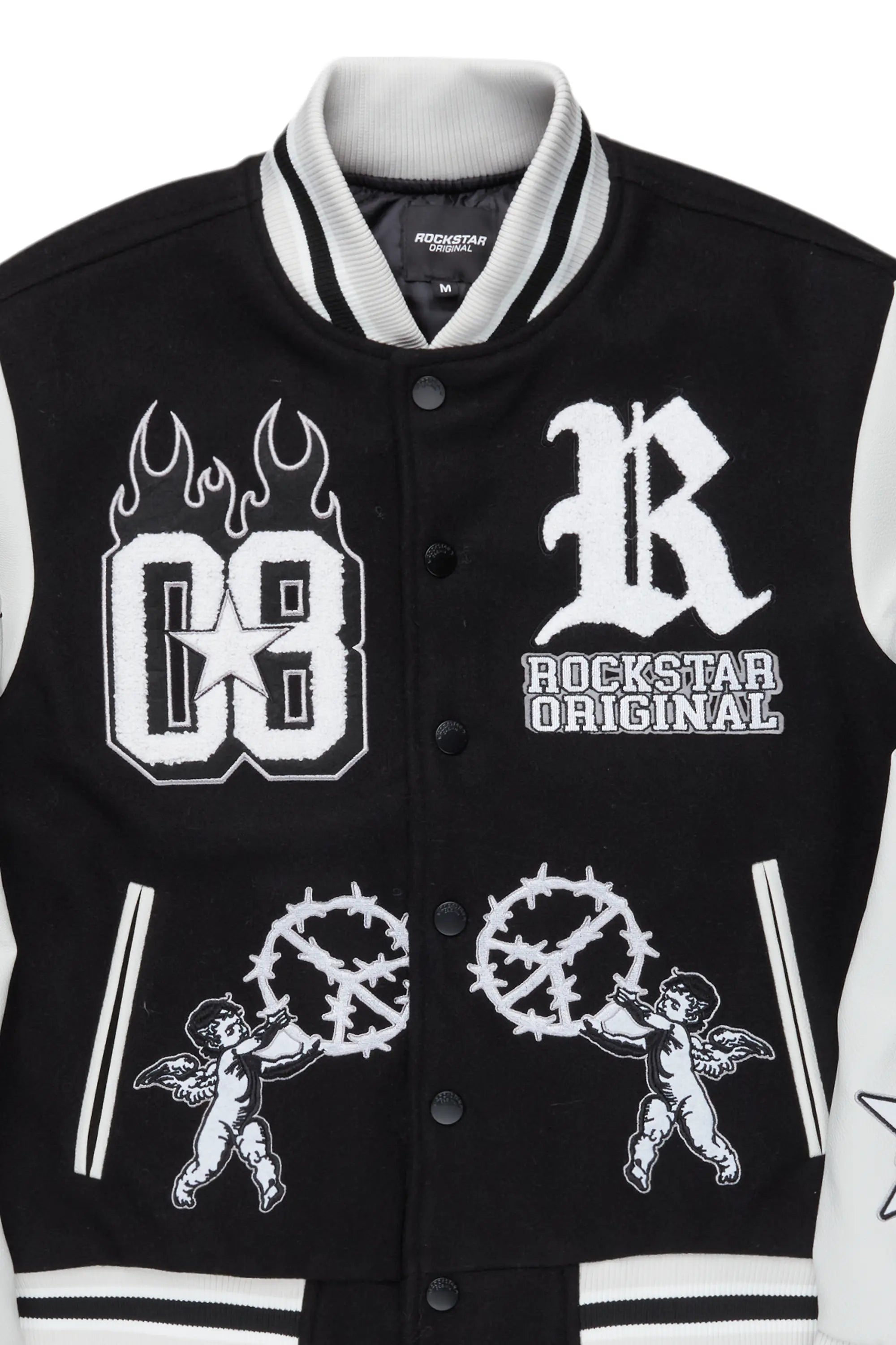 Vielsa Black Oversized Varsity Jacket