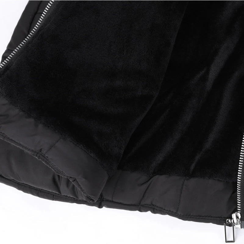 Women's hooded coat with plush lining