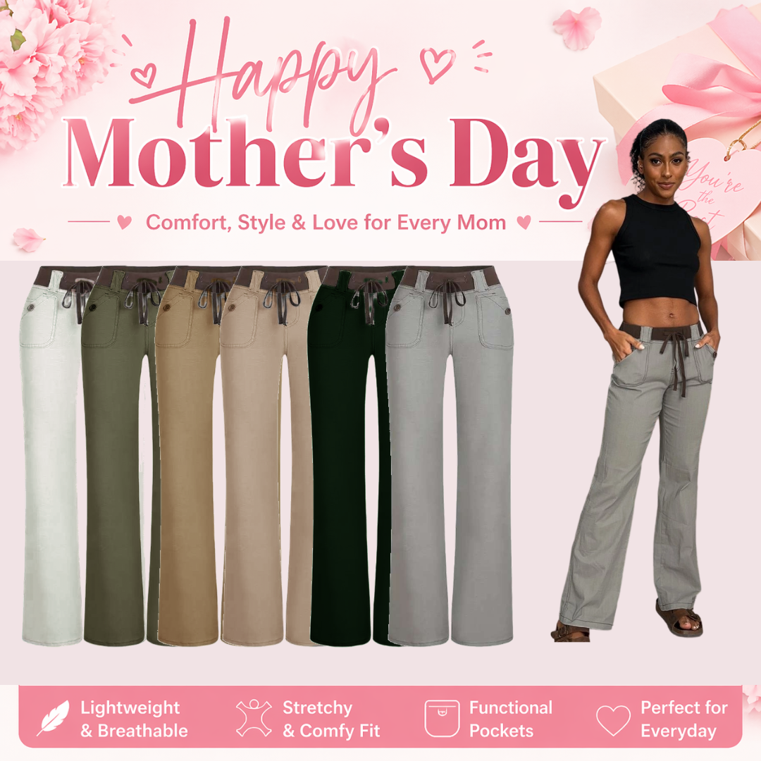 Mother's Day Sale💕Button Detail Drawstring Low Rise Flare Pants