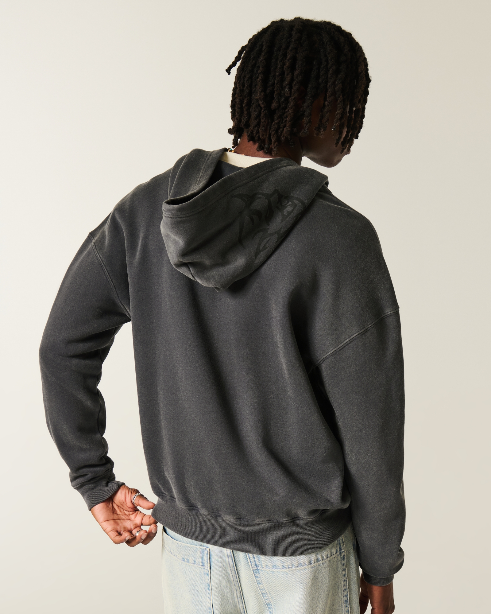 Boxy Dodge Demon Graphic Zip-Up Hoodie