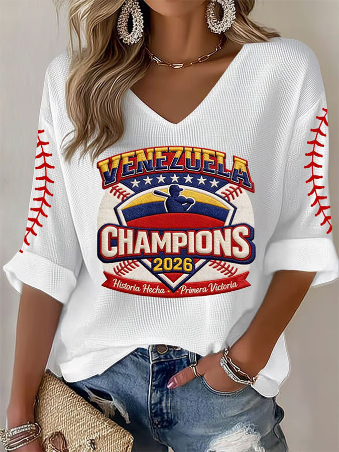 Women's 2026 Venezuela WBC Champion Celebration Printed Casual T-Shirt