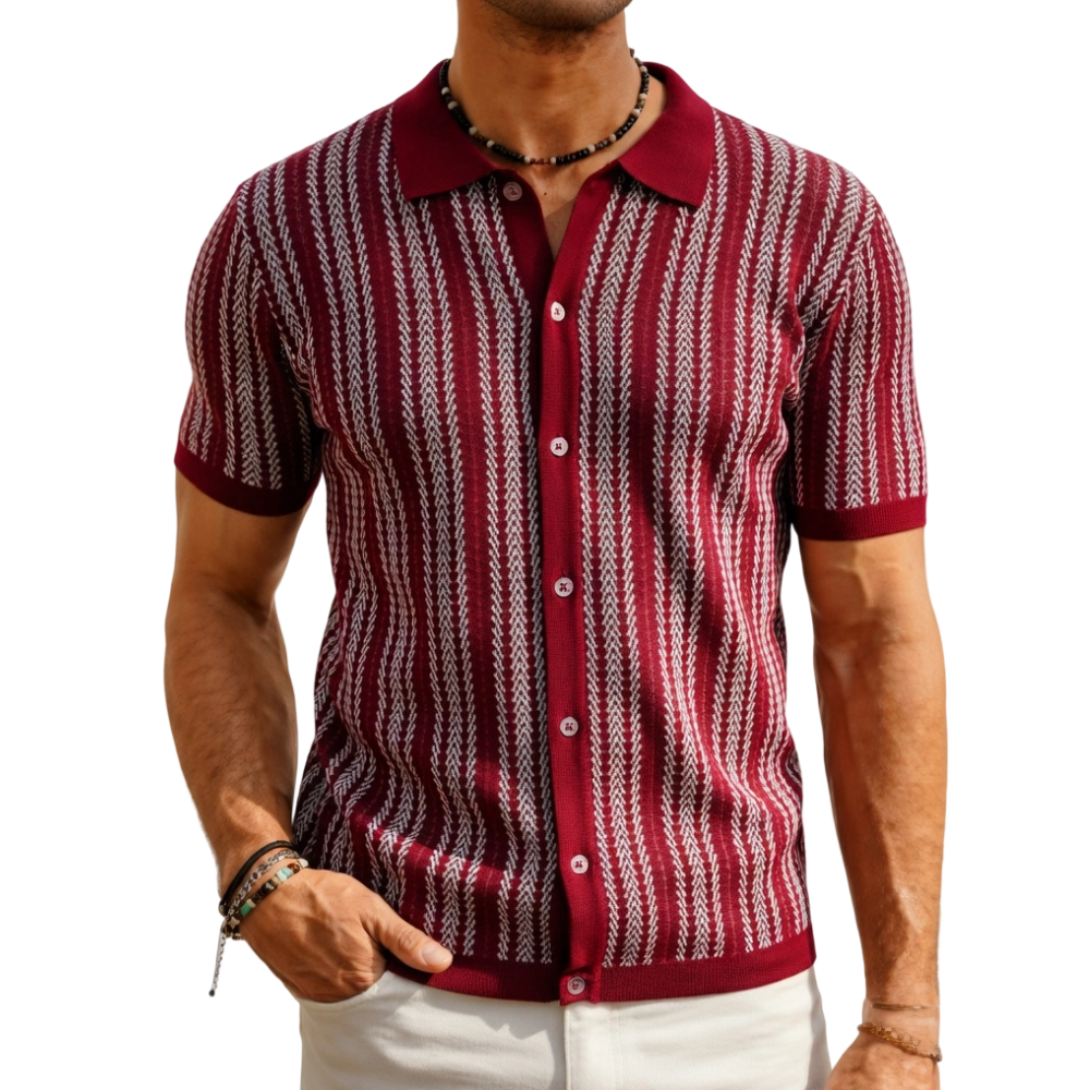 Men's Retro Button- Sweater Non-Stretch Shirt