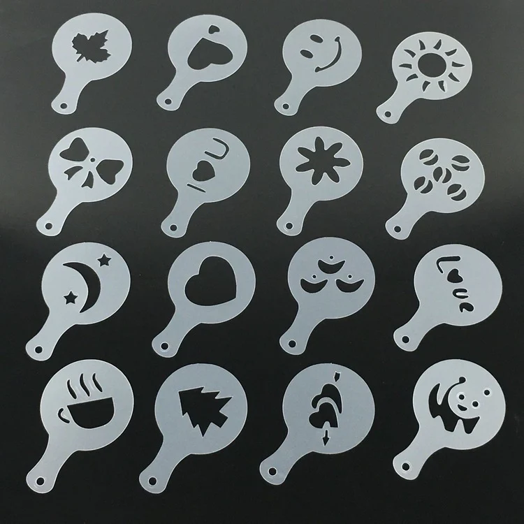 16PC Coffee-Latte Art Templates