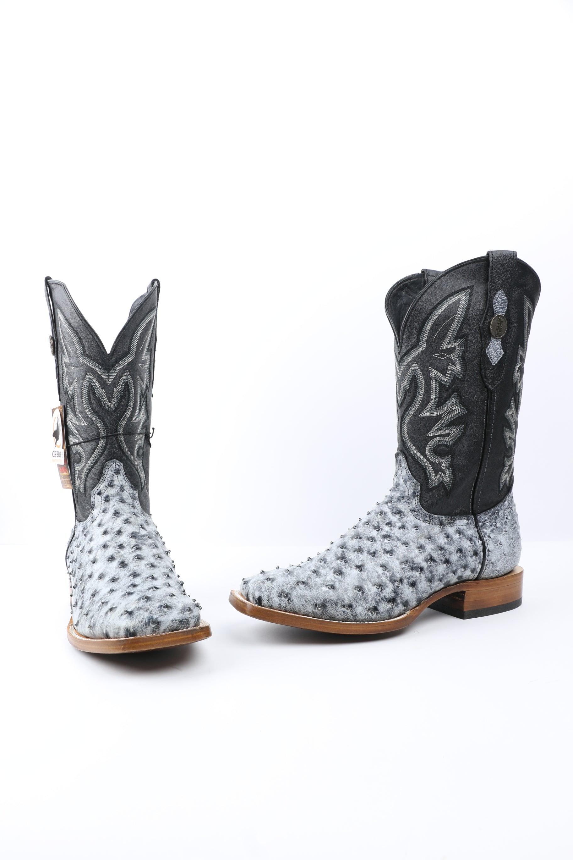 Chero's Premium Exotic Ostrich Charcoal Clearance Sale 70%OFF