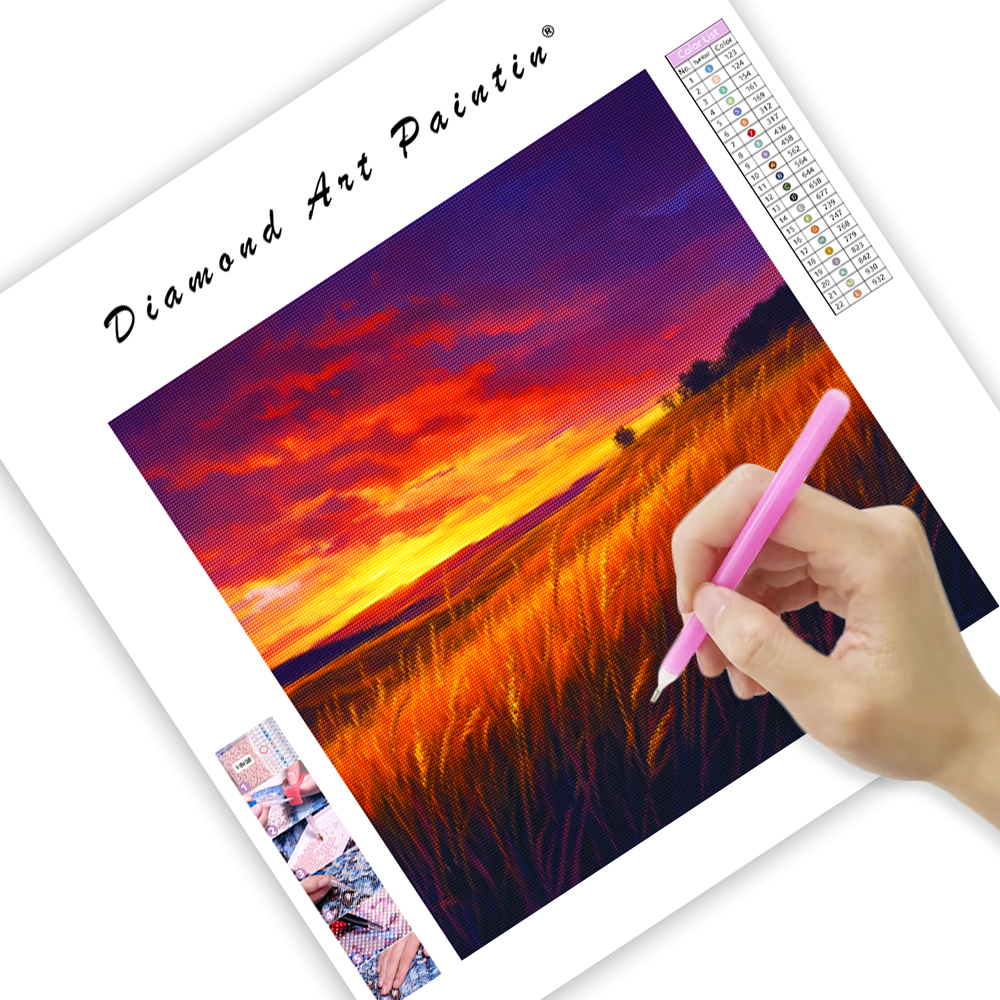 Sunset Grassland - Diamond Painting
