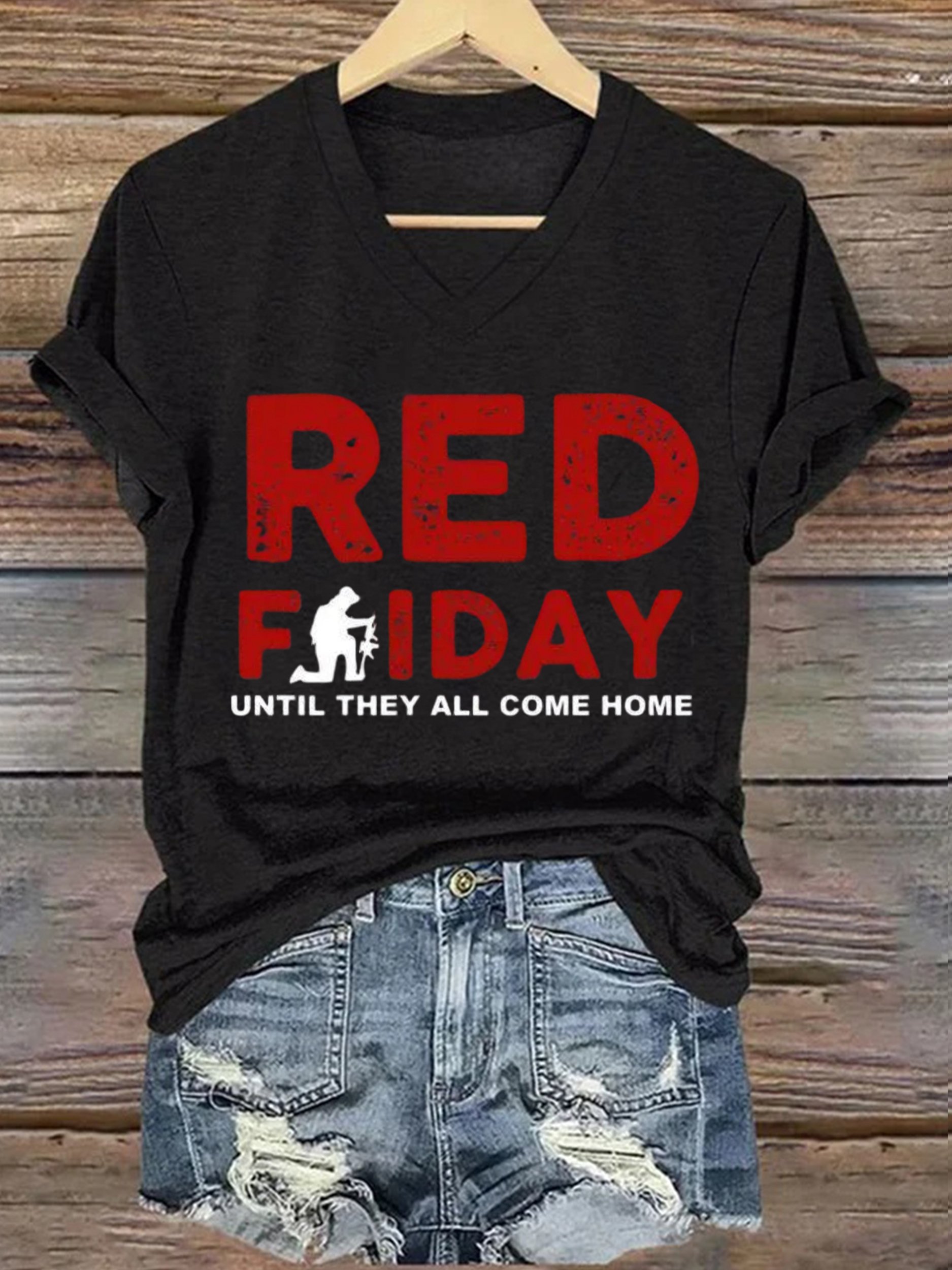 Women's Red Friday Print T-shirt