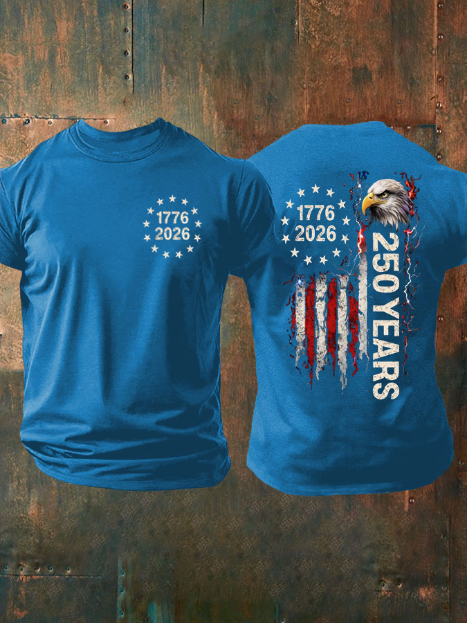 Men's 250th Anniversary Flag Printed Casual T-shirt