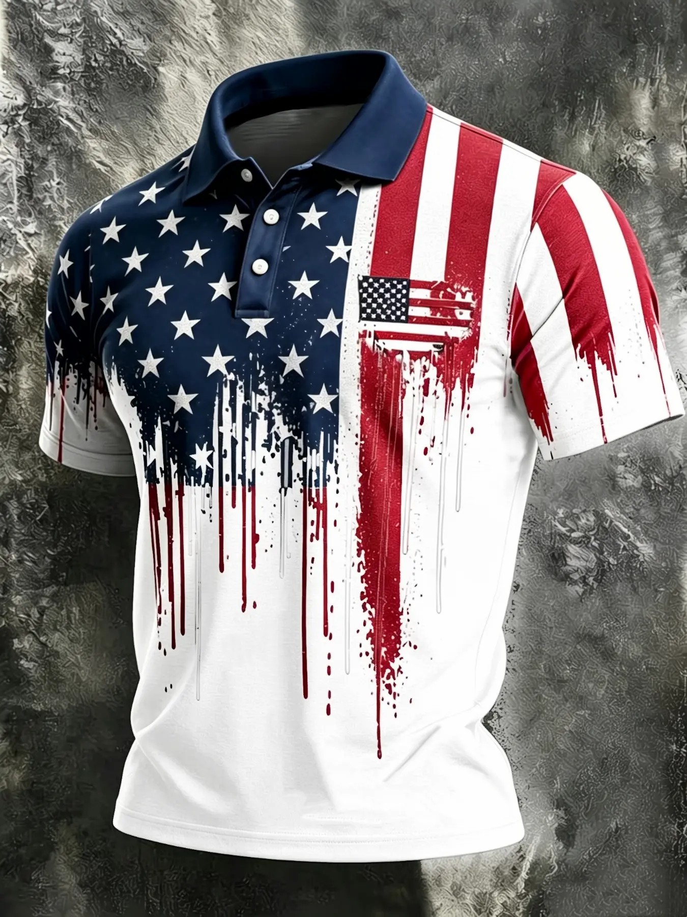 Men's 3D Print Striped Golf Polo Shirt – Fitted Short Sleeve Summer Top