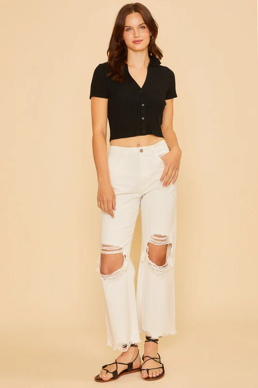 Wear Distressed Raw Hem Jeans