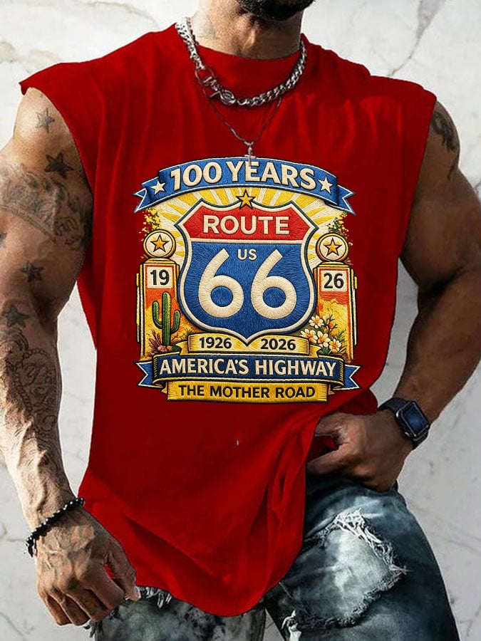 Men's Route 66 Centennial Mother Road Printed Casual T-shirt