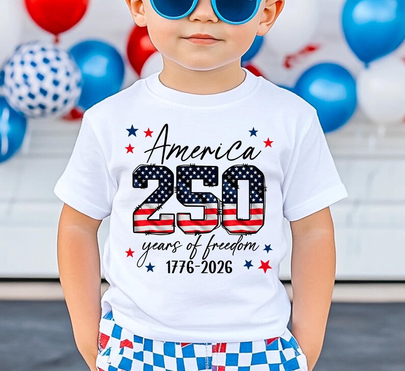 America 250th Anniversary Kids Shirt, United States of Patriotic Flag Toodler Tee, 4th of July T-Shirt, 250 Years of Independence Top