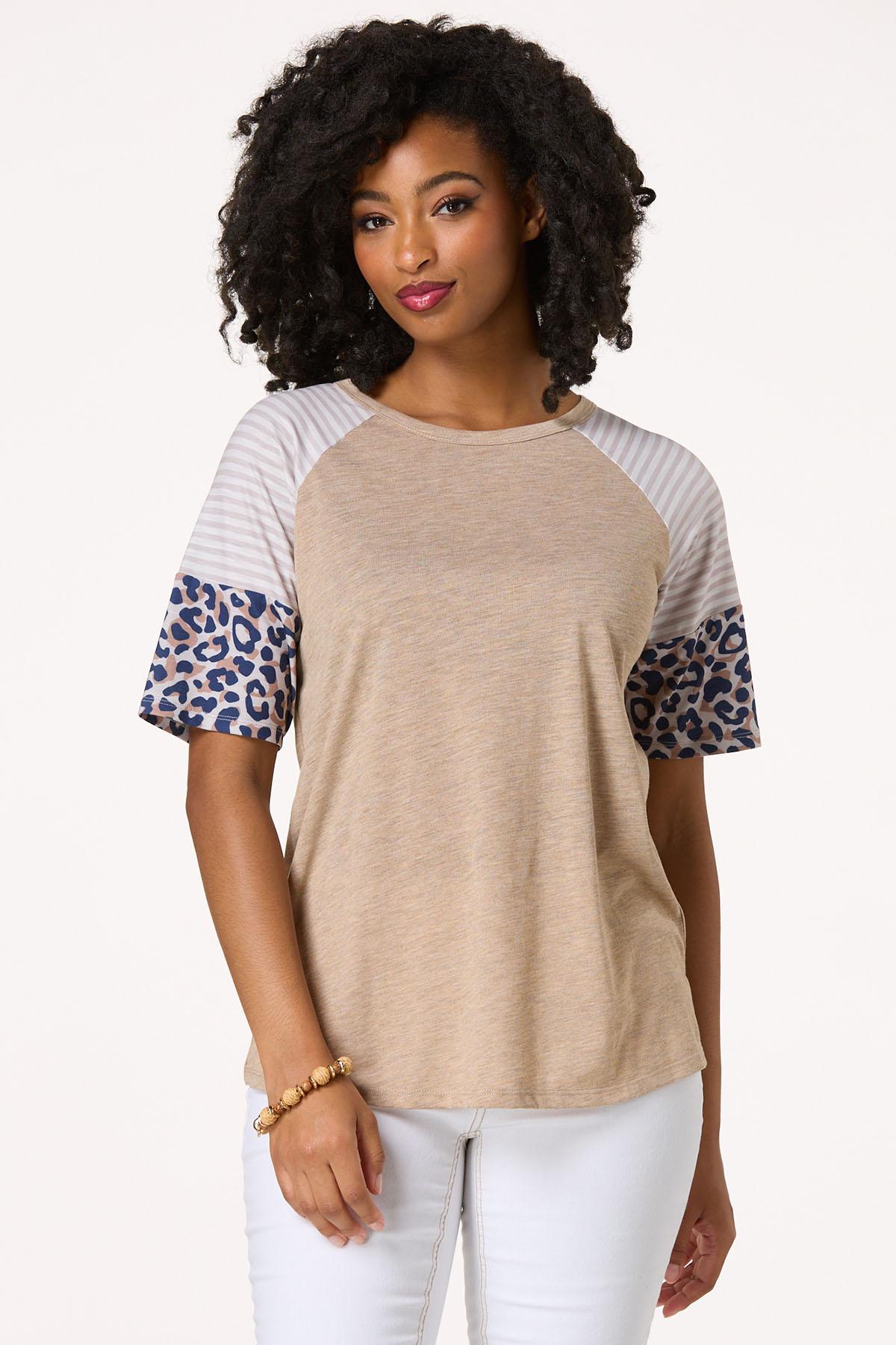 Mix Print Baseball Top