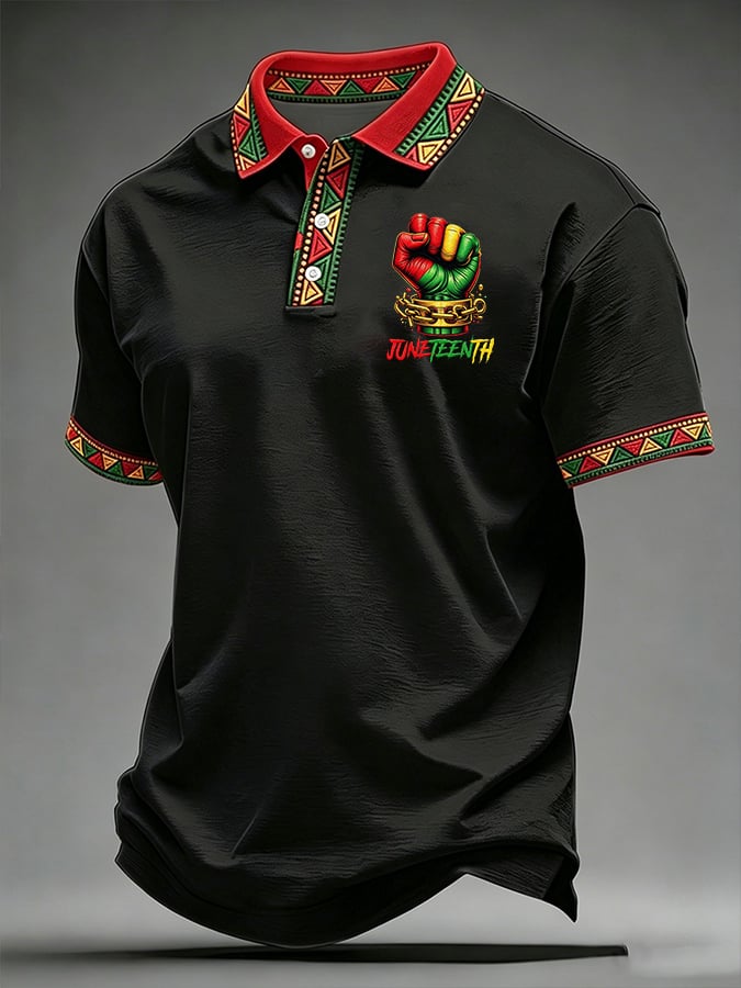 Men'S Juneteenth Printed Polo Shirt