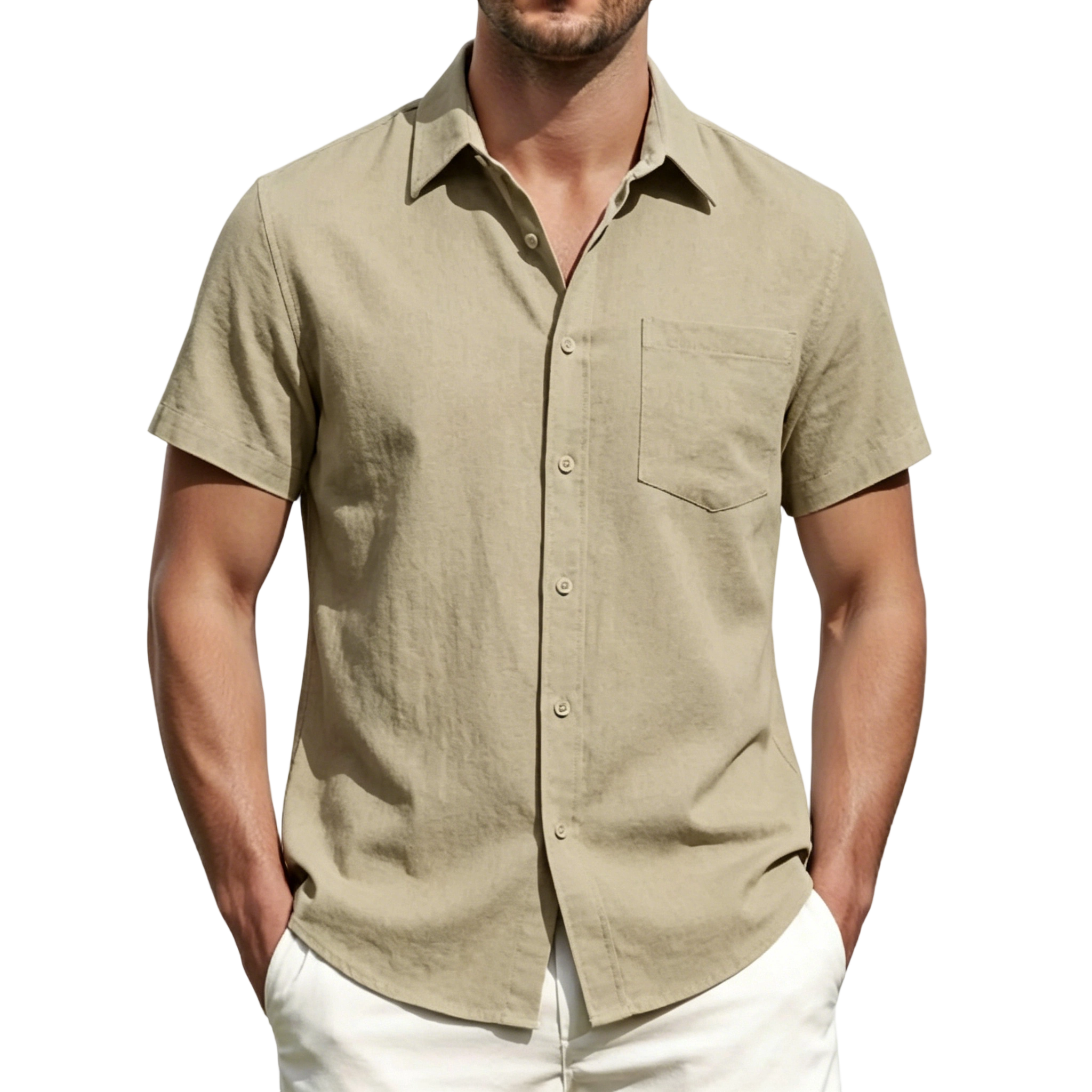 Men's Linen Short-Sleeve Shirts (Pack of 10) — Dress Shirts with Pockets