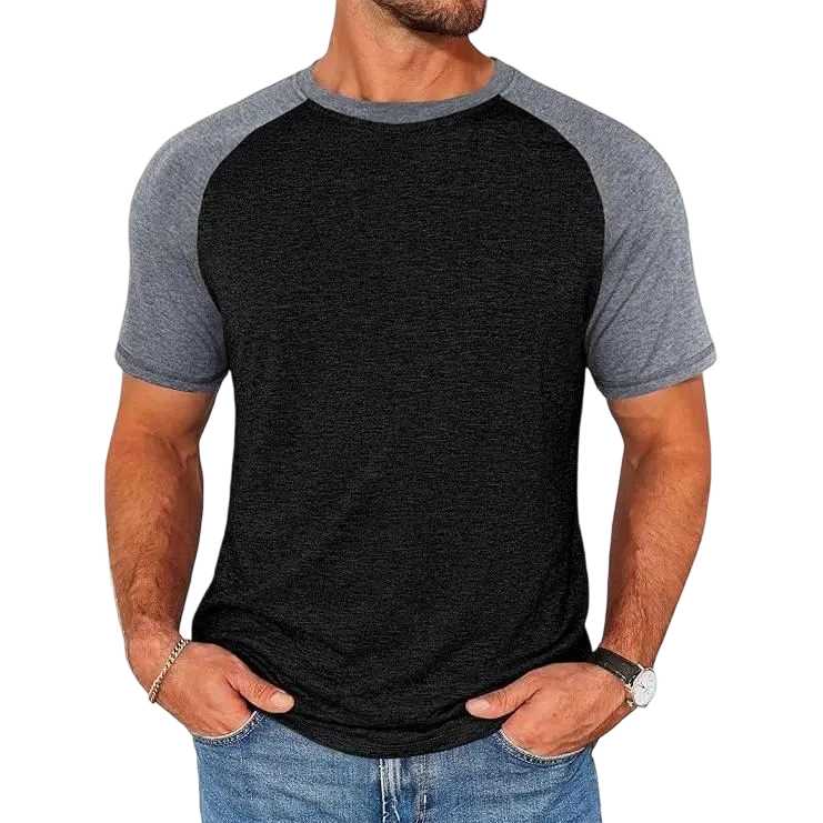 Mens Casual Slim Fit T Shirts Raglan Short Sleeve Crewneck Baseball Tees Color Block Workout Fashion Shirt