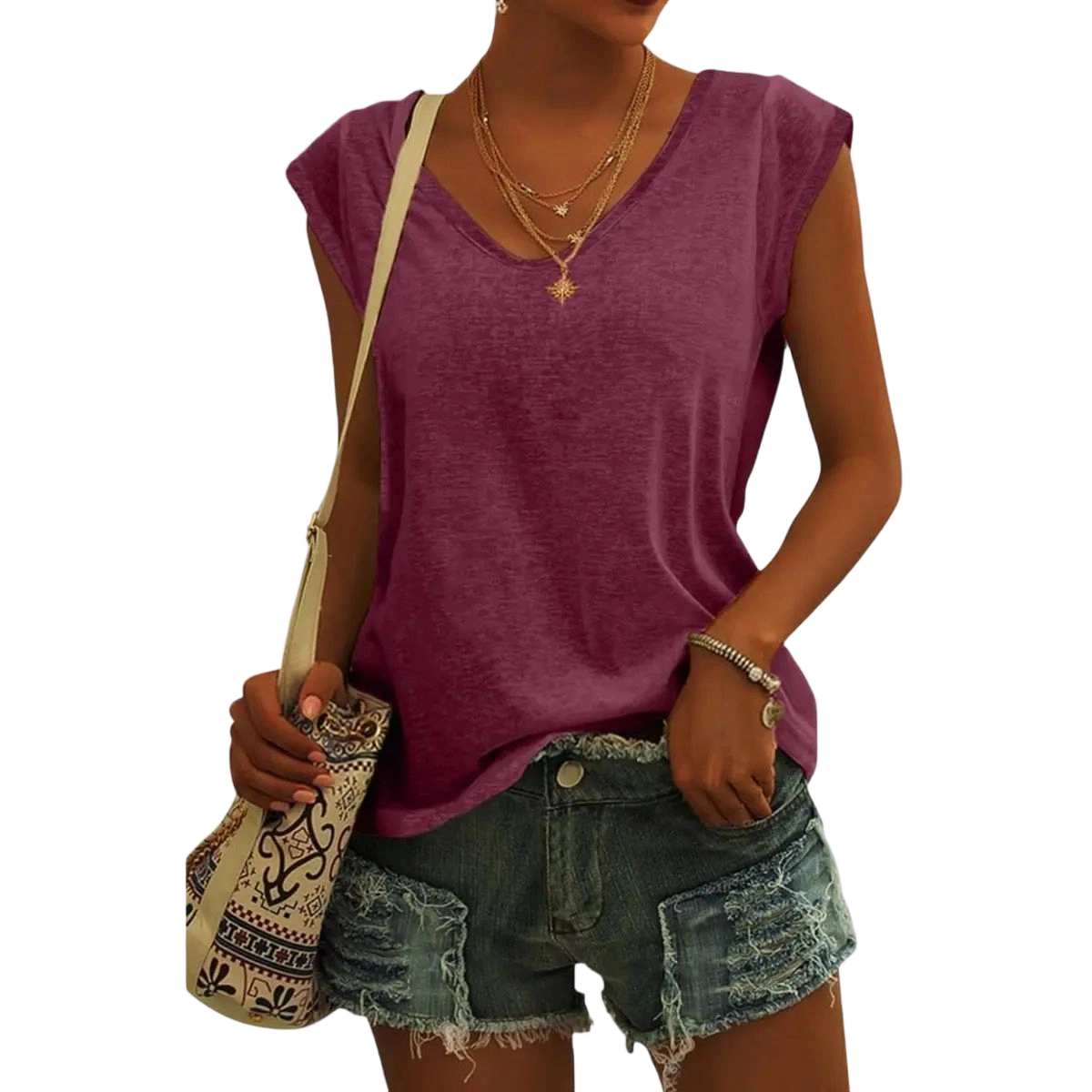 Womens Cap Sleeve Tops V Neck Loose Fit Tshirts Spring Summer Casual Basic Tees