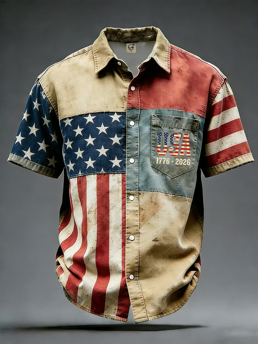 Men's 250th Anniversary of Independence American Flag Cross Patriotic Shirt