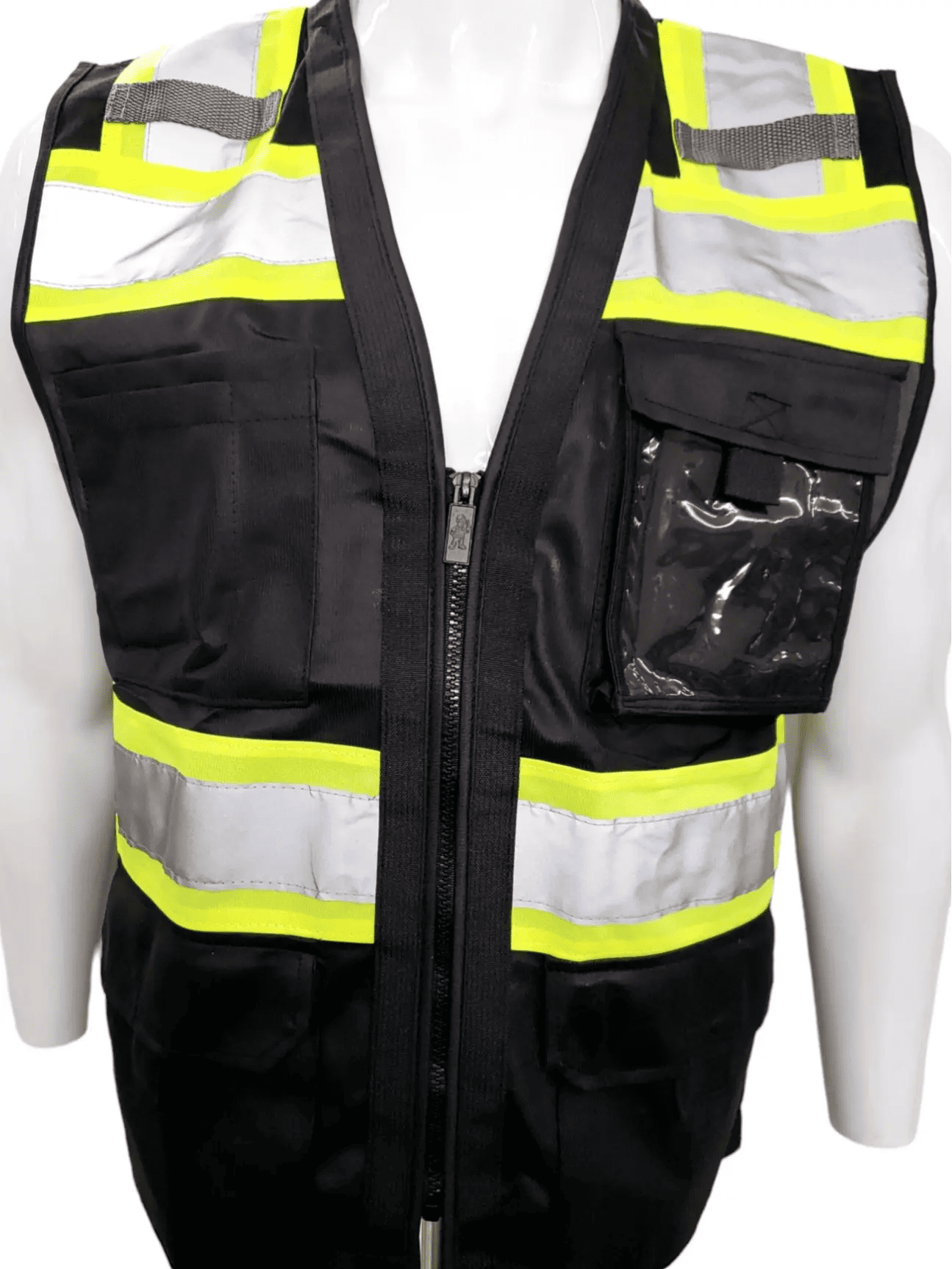 Superintendent Vest, High Visibility Reflective Safety, Mesh Safety Vest with Zipper and Multi pockets AMERICAN SIZE