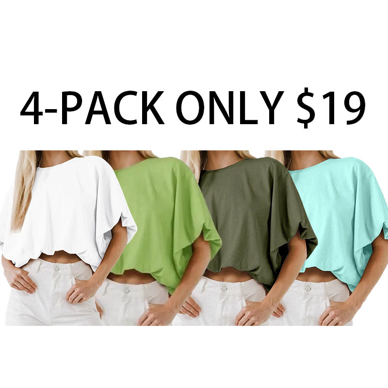 Women's Slouchy Dolman Sleeve Crop Top – Soft & Flowy Casual Summer Tee