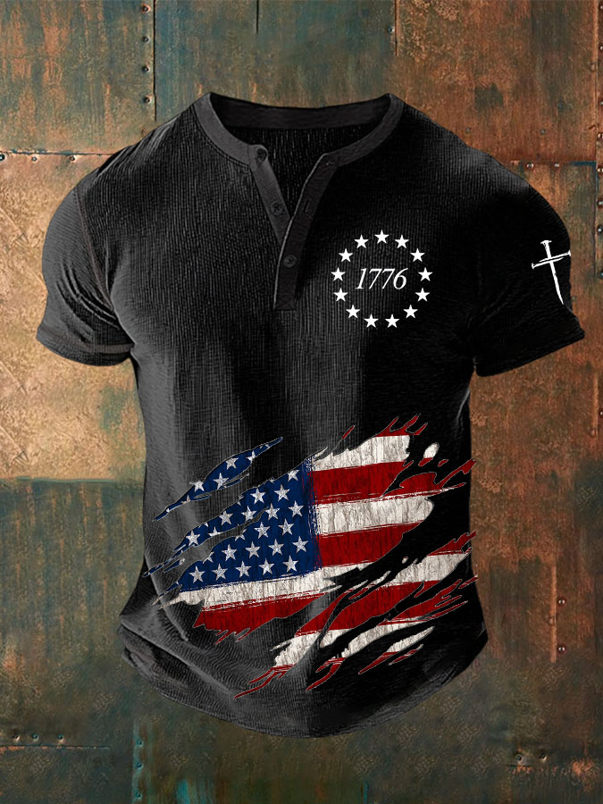 Women'S American Independence Day Printed Waffle Top