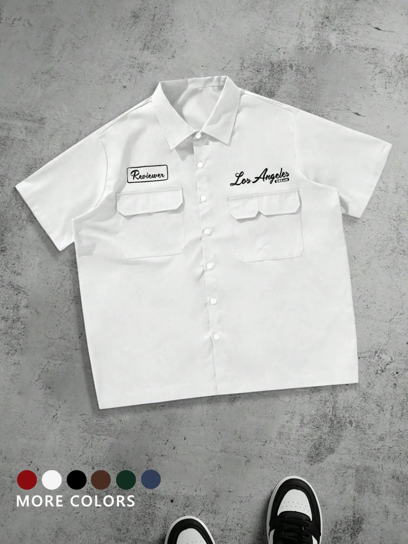Men's Plus Size Casual Loose Fit Work Shirt, Button Front, Square Short Sleeve, Multiple Pockets, Urban Style, Perfect Gift