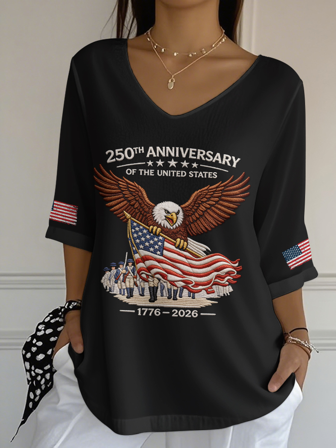 Women's Independence Day 250th Anniversary Printed Short Sleeves
