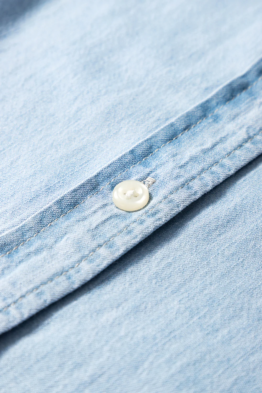 Light Denim Collared Sleeveless Shirt