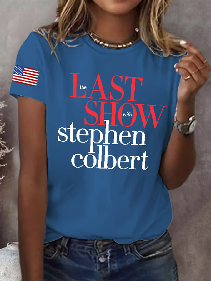 Women'S Round Neck Printed Short Sleeved T-Shirt