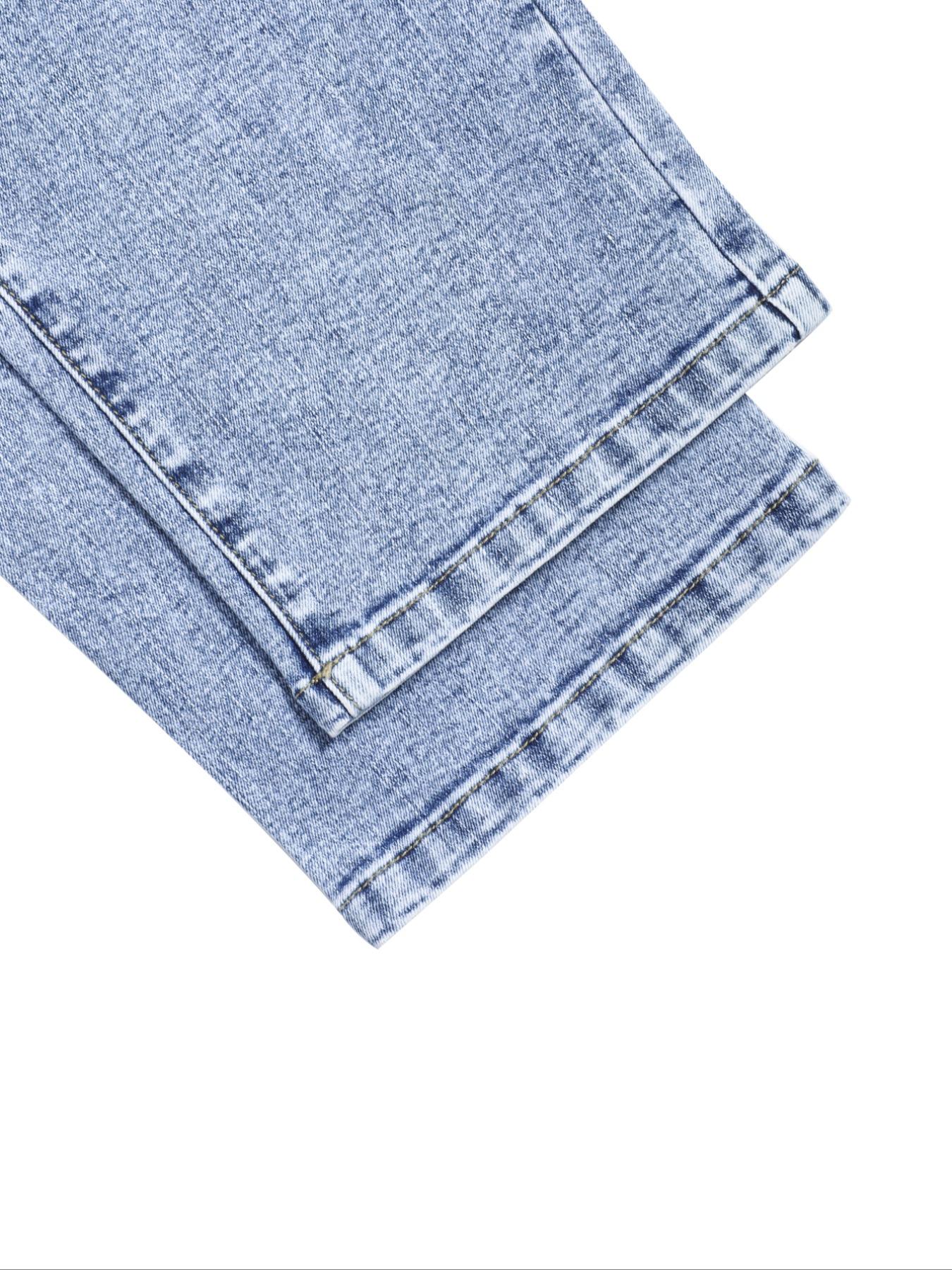 Women's Solid-Color Mid-Rise Stretch Denim Cropped Pants