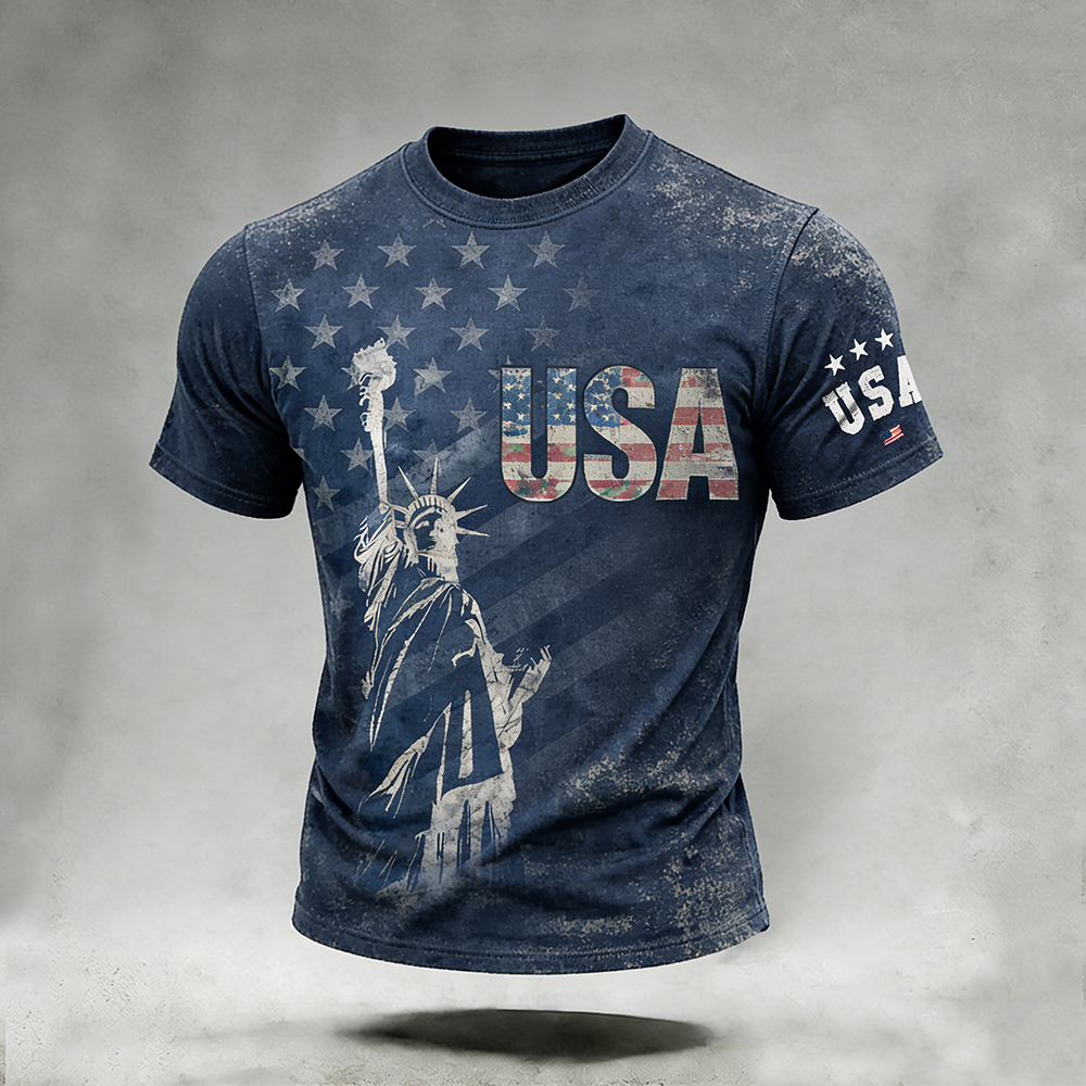 Men's casual American 250th anniversary printed T-shirt
