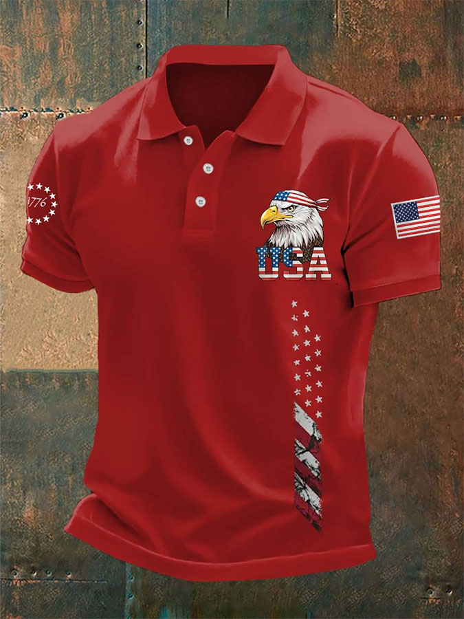 Men'S Retro Patriotic Independence Day 250Th Anniversary Polo Shirt