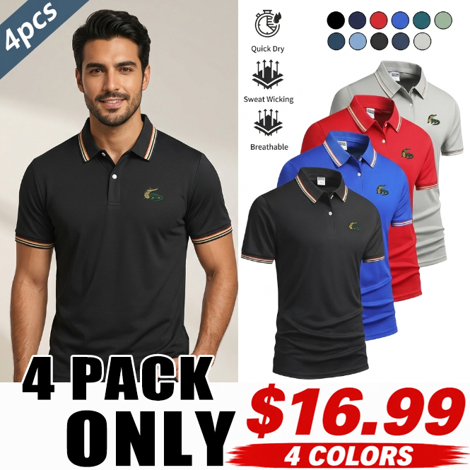 Men’s 4-Pack Performance Polo Shirts (Breathable Quick-Dry Summer Fit)