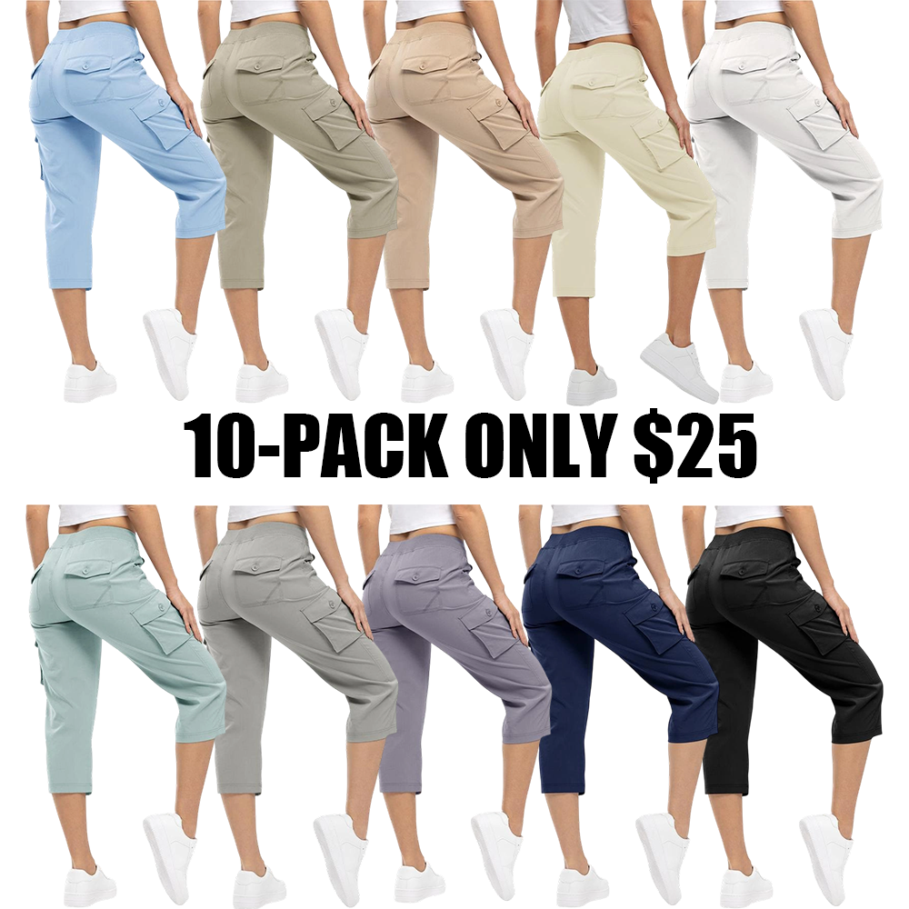 Women's Quick-Dry Hiking Capris with 6 Pockets – Lightweight Cargo Outdoor Shorts