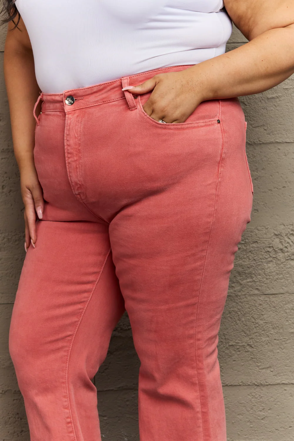 Full Size High Waist Side Slit Flare Jeans