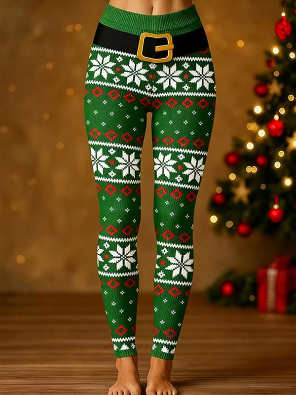 Women's Christmas Snowflake Patterns Print Leggings