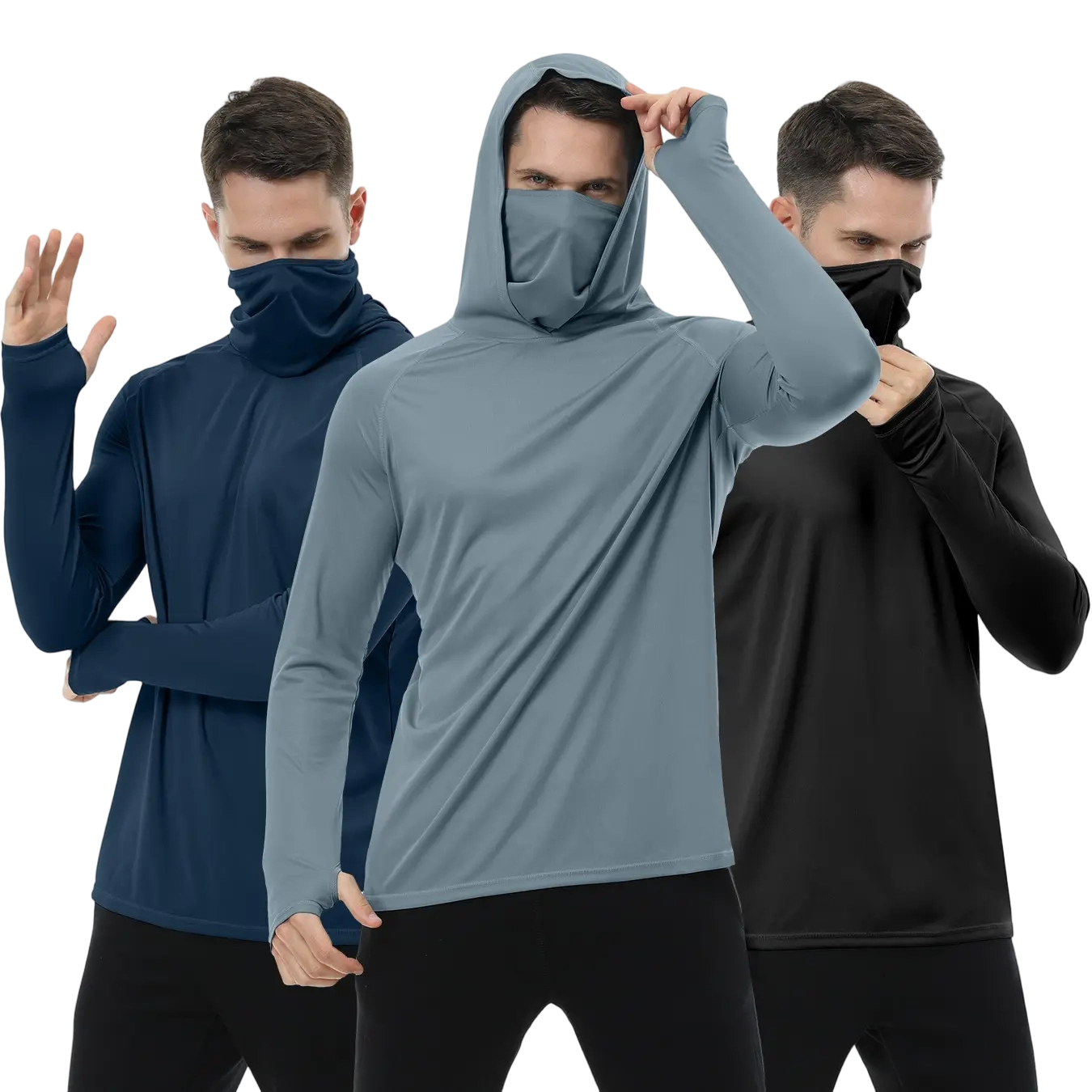 Men's Athletic Hoodies Long Sleeve Fishing Shirts  with Face Mask