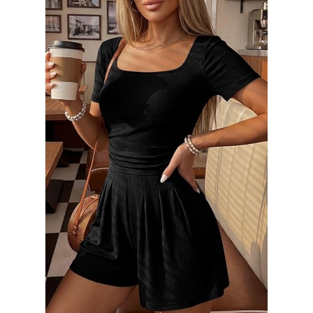 Women's Casual Short Sleeve Knit Romper