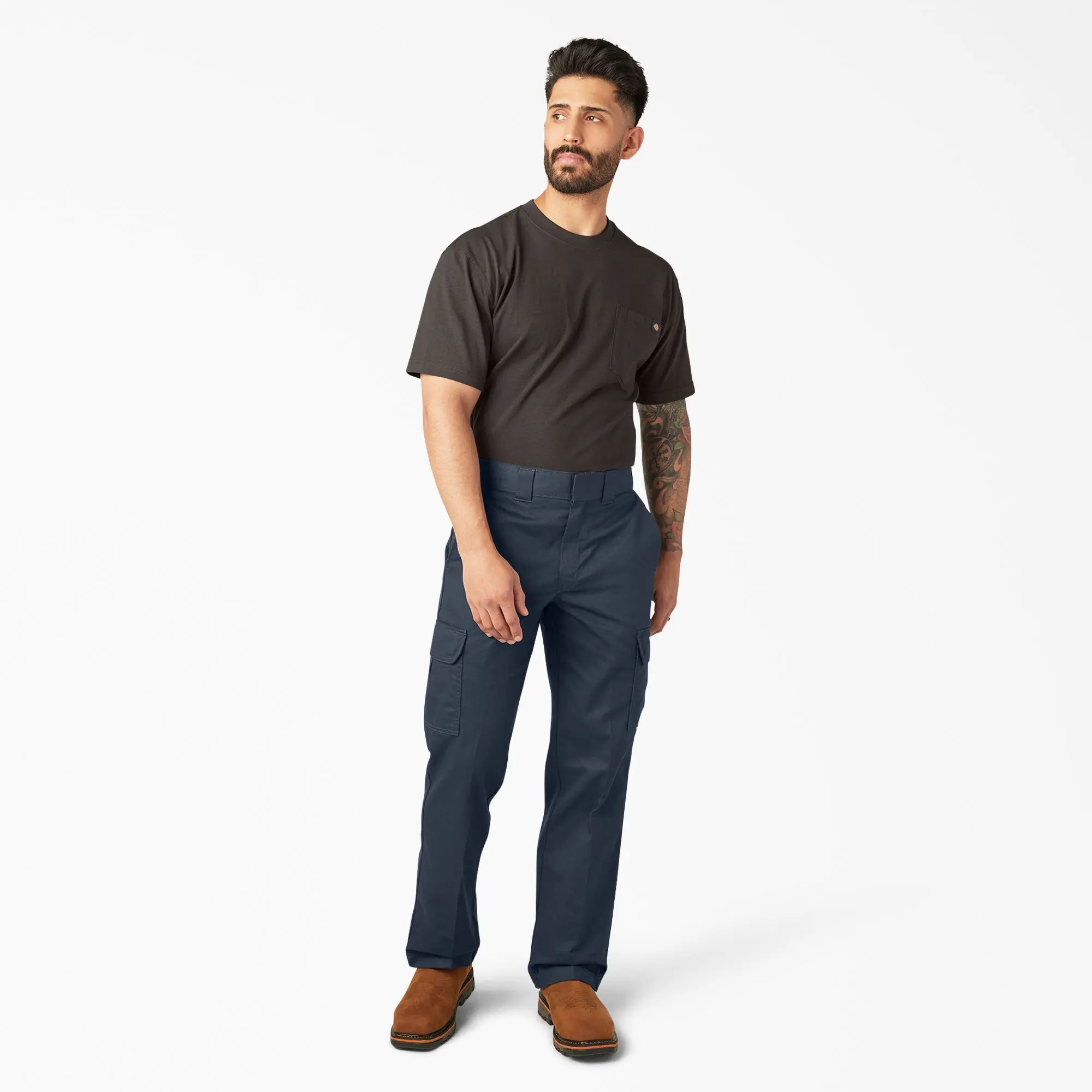 Men’s Relaxed Fit Cargo Work Pants, Wrinkle-Resistant Fabric, Easy-Care