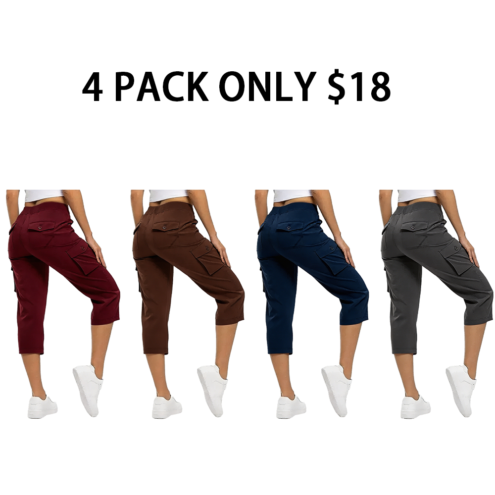 WORVIANE🔥8-Pack Women's Lightweight Cargo Capris – Multi-Pocket Casual Capris (All Colors)