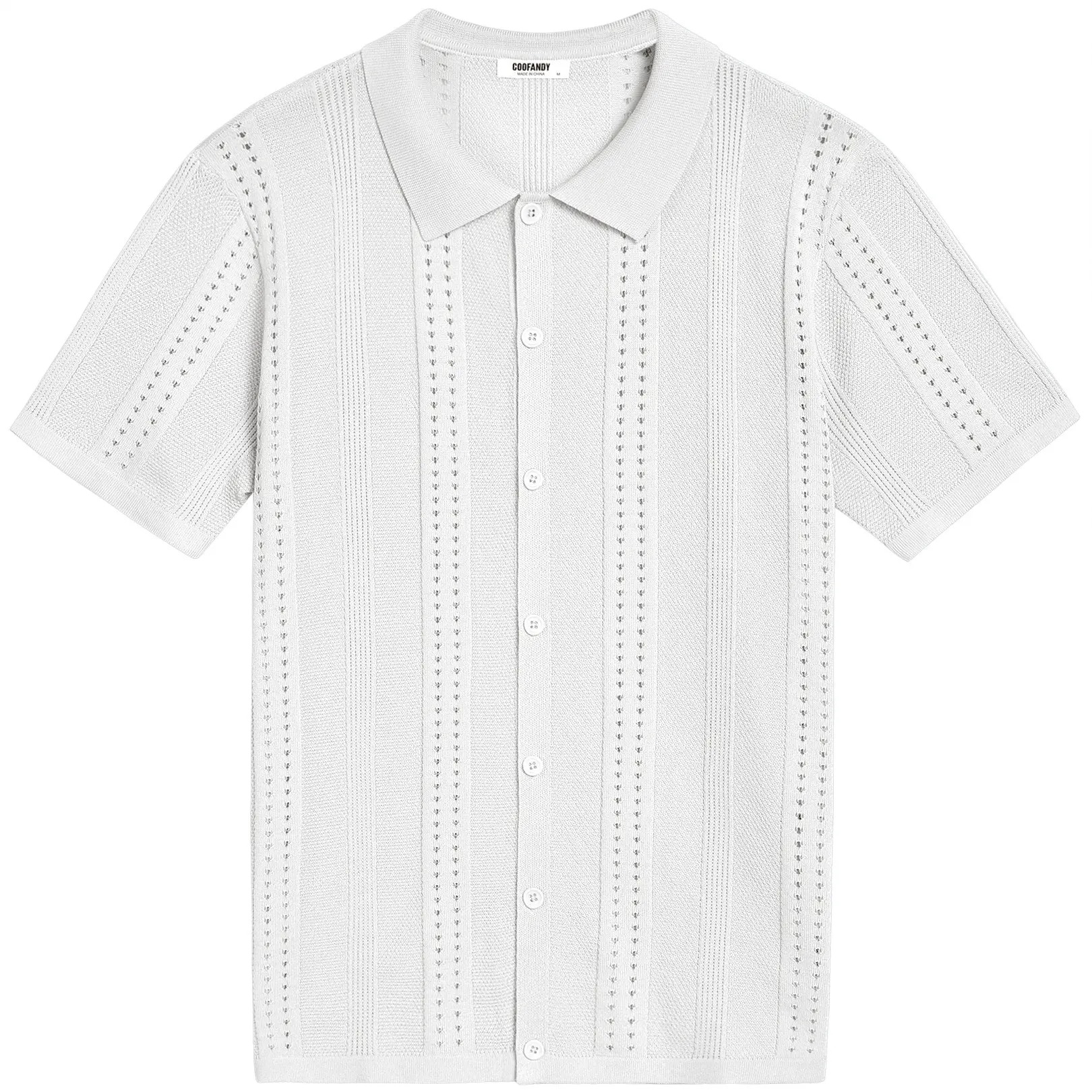 Men's Knit Shirts Short Sleeve Button Down Polo Shirt Fashion Casual Summer Beach Shirts Menswear Top