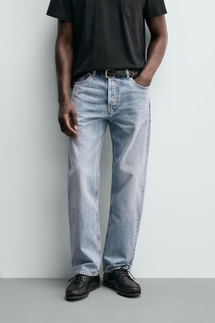 Classic Vintage-Washed Straight Fit Denim Jeans