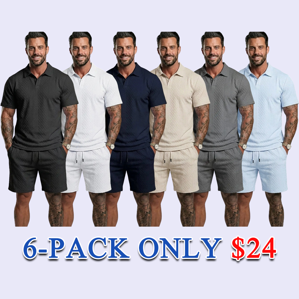 Men's Solid Polo Shirt & Drawstring Shorts 2-Piece Set Casual Breathable Daily Outdoor Outfit