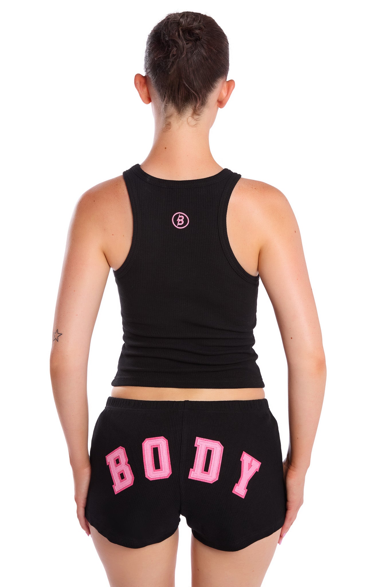 WAFFLE KNIT SHORTS (BLACK/PINK)