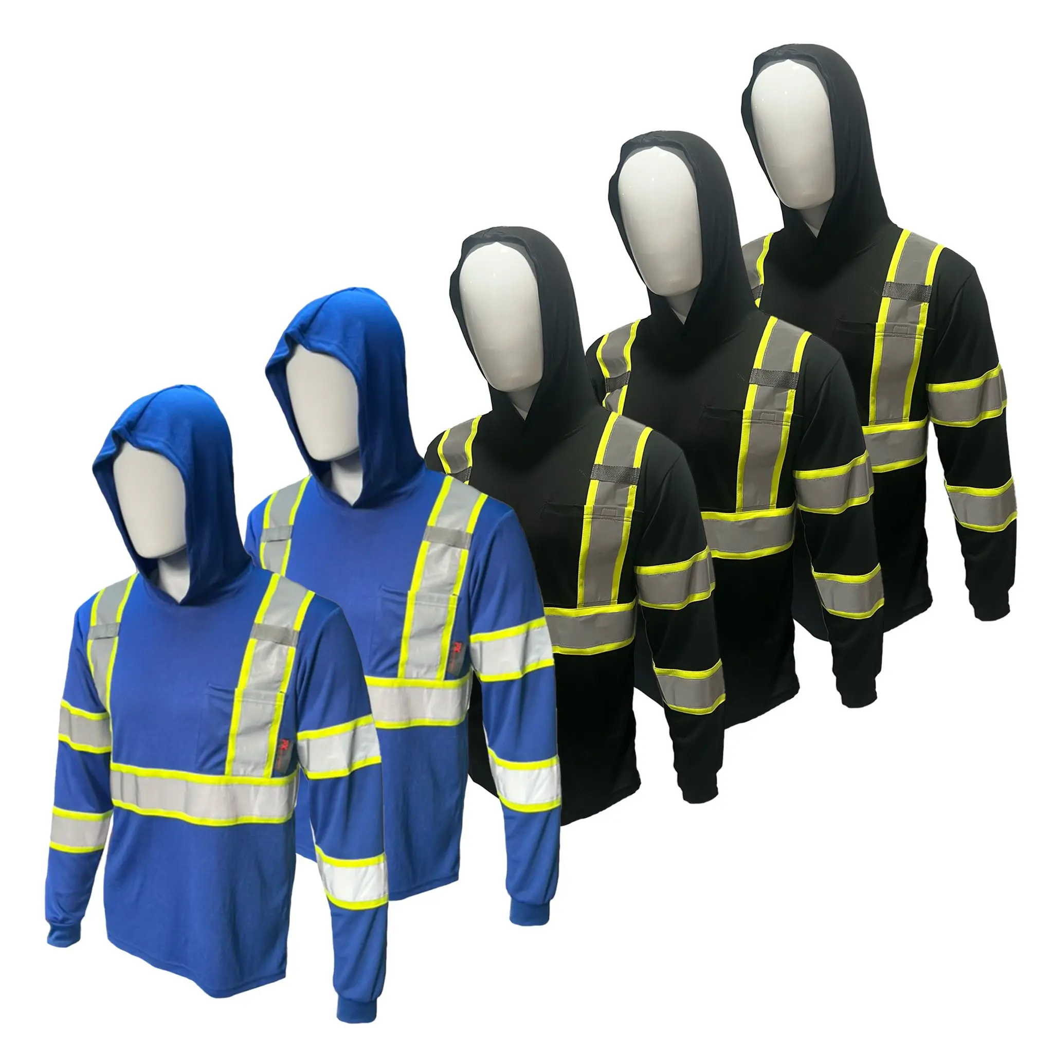 5 PACK SHIRT ST908 High Visibility Hoodie Long Sleeve Safety Shirt with hoodie Polyester Birdeye Mesh in various color