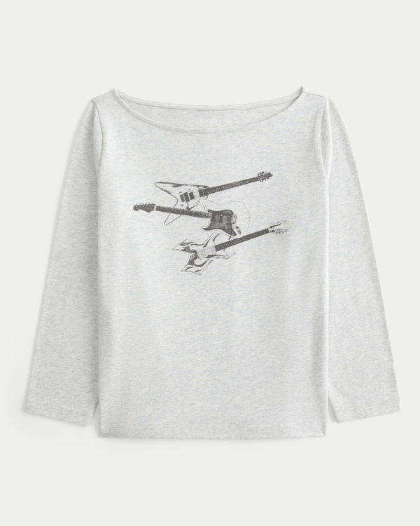 Slash-Neck Electric Guitar Graphic Tee