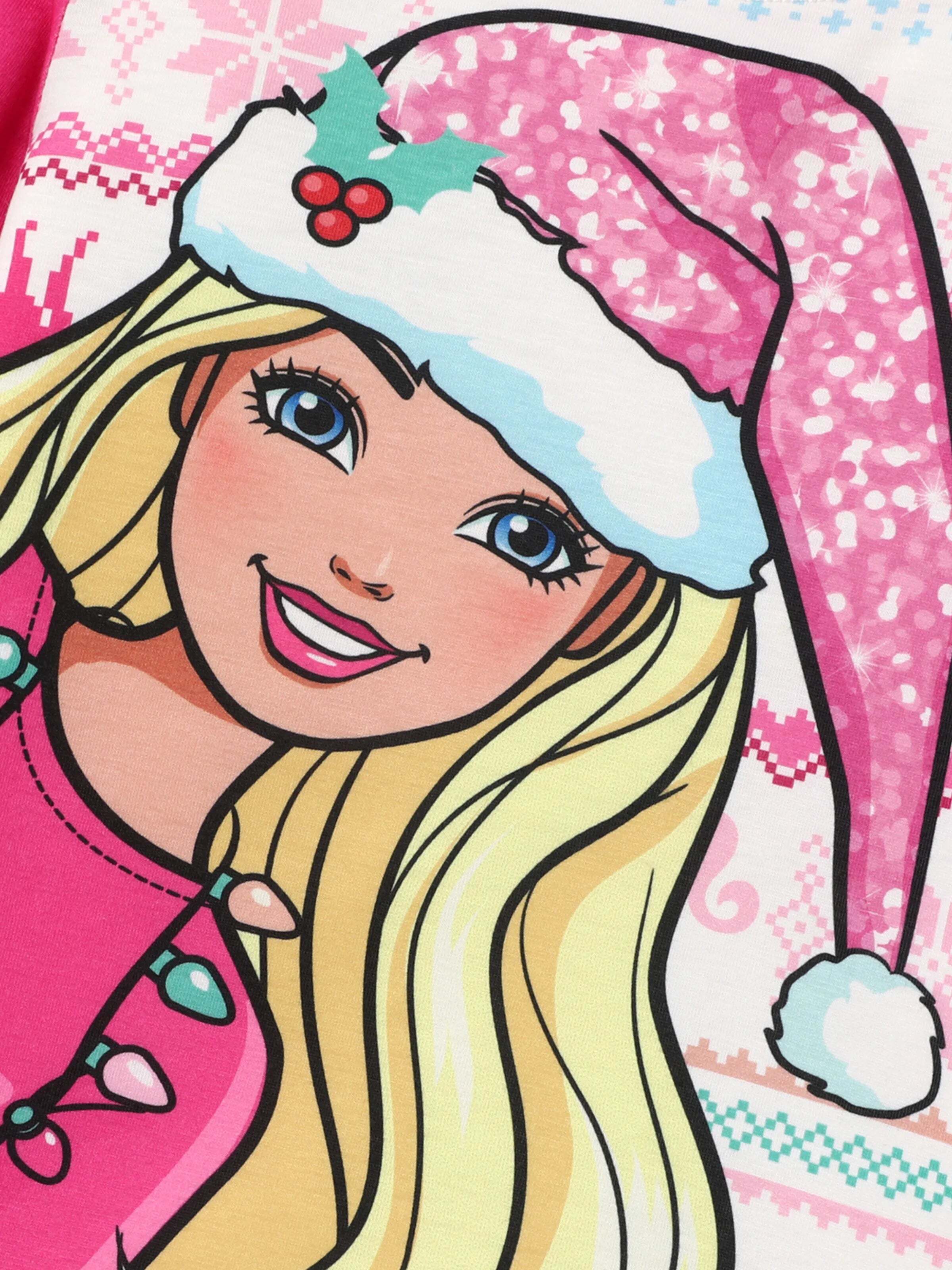 Barbie Mommy and Me Christmas Snowflake Deer Pattern Print Pajamas Sets with Christmas Socks