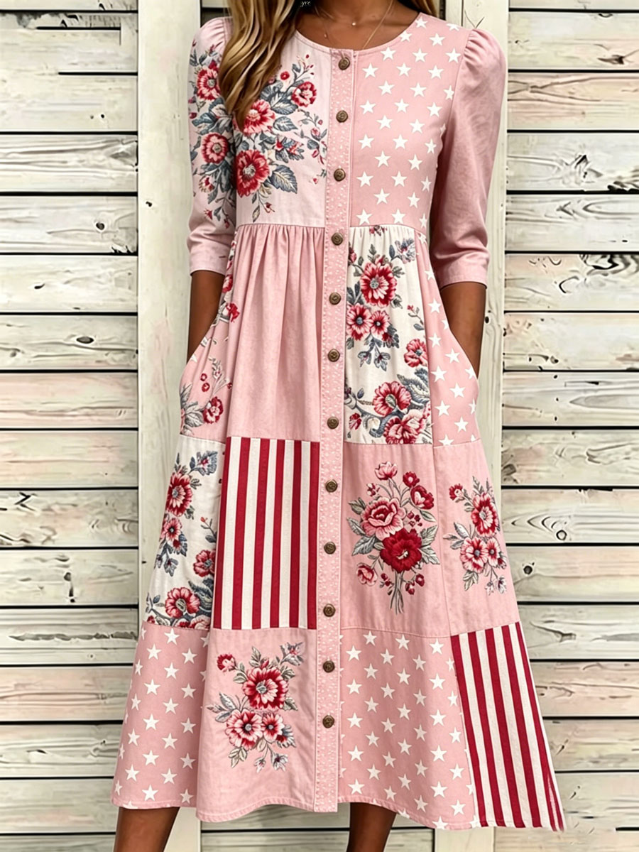 Women'S Casual American Independence Day Print Art Casual Dress