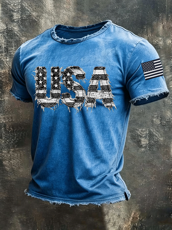 Men'S America Flag Printed Casual T-Shirt