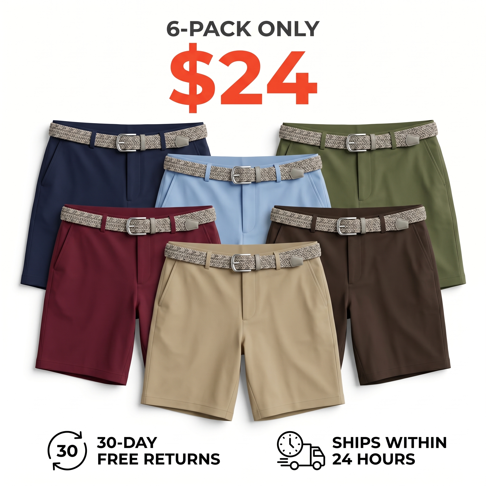 Men's Golf Shorts (7/9-inch) — Quick-Drying, Elastic Waistband, Moisture-Wicking, Water-Repellent, Flat-Front Design; Comfortable & Stretchy Tropical-Style Men's Casual Shorts